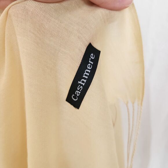 Cashmere Soft Shawl Fringe Buttery Yellow Rectangle Scarf Light Evening Wrap New - Picture 5 of 10
